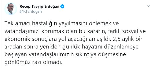 Erdoğan, sokağa çıkma yasağının neden alındığını ve hangi sebeple iptal edildiğini 2 maddeyle açıkladı