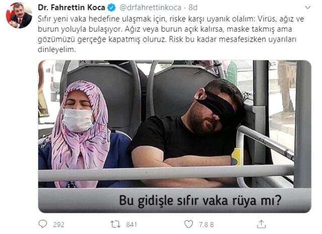 Sağlık Bakanı Koca'yı isyan ettiren kare: Maske takmış ama gözü gerçeğe kapatmış