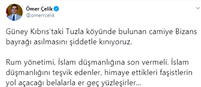 Güney Kıbrıs'ta camiye Bizans bayrağı asılmasına Türkiye'den sert tepki: Rum yönetimi, İslam düşmanlığına son vermeli