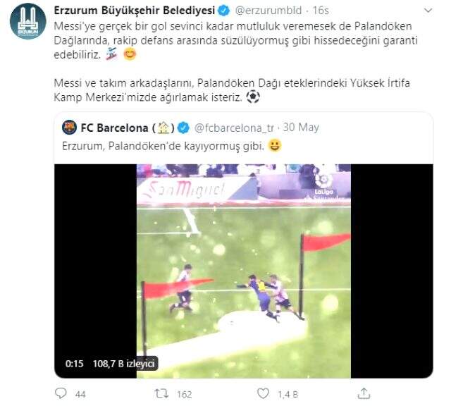 Barcelona'nın Palandöken paylaşımına Erzurum Büyükşehir Belediyesi'nden yanıt: Sizi ağırlamak isteriz