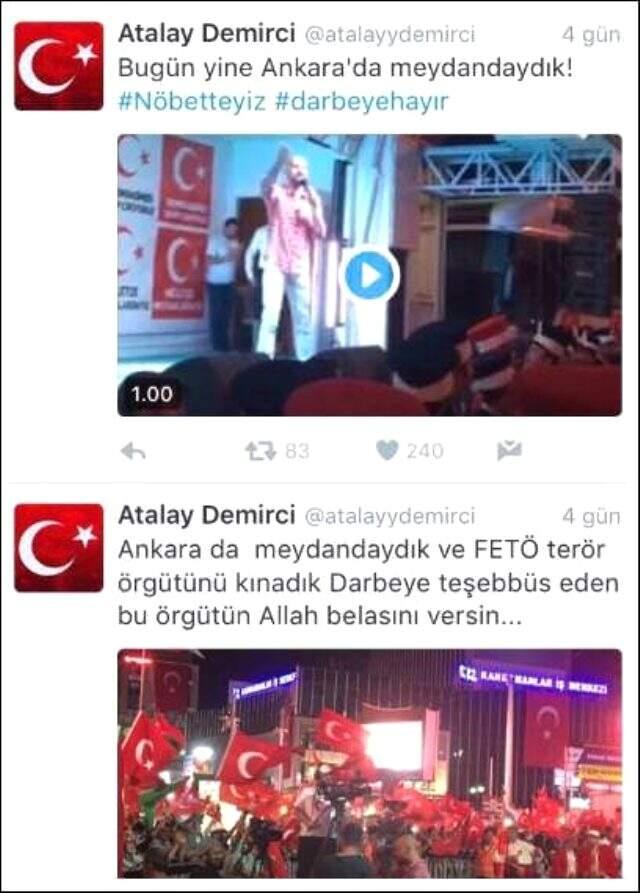 Demokrasi mitinglerine katılmak da Demirci'yi kurtarmadı! FETÖ'cü Şükür'e attığı mesajlar başını yaktı Demokrasi mitinglerine katılmak da Demirci'yi kurtarmadı! FETÖ'cü Şükür'e attığı mesajlar başını yaktı