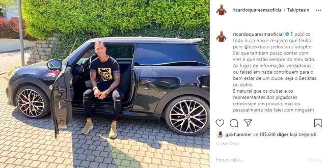 Quaresma'dan Beşiktaş'a döneceği iddialarına yanıt: Bana olan sevgilerini biliyorum ancak kimseyle görüşmedim Quaresma'dan Beşiktaş'a döneceği iddialarına yanıt: Bana olan sevgilerini biliyorum ancak kimseyle görüşmedim