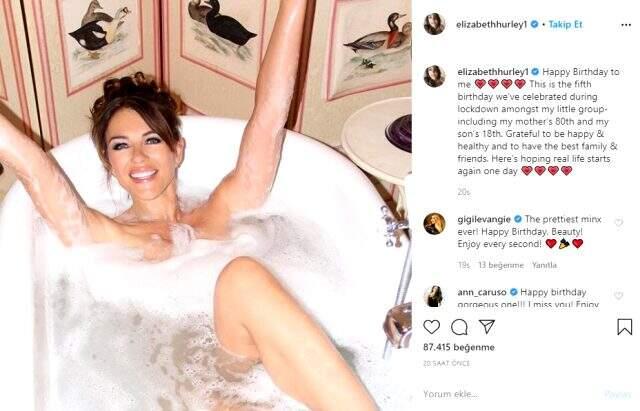 Elizabeth Hurley, 55. yaş günü küvet pozuyla kutladı