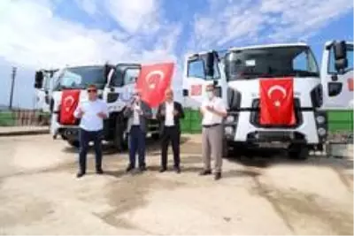Son dakika haberleri: Yenişehir Belediyesine hibe edilen çöp kamyonlari hizmete başladi