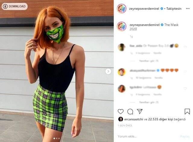 Zeynep Demirel'in maskeli paylaşımı Jim Carrey'nin oynadığı 'Maske' filmini hatırlattı Zeynep Demirel'in maskeli paylaşımı Jim Carrey'nin oynadığı 'Maske' filmini hatırlattı