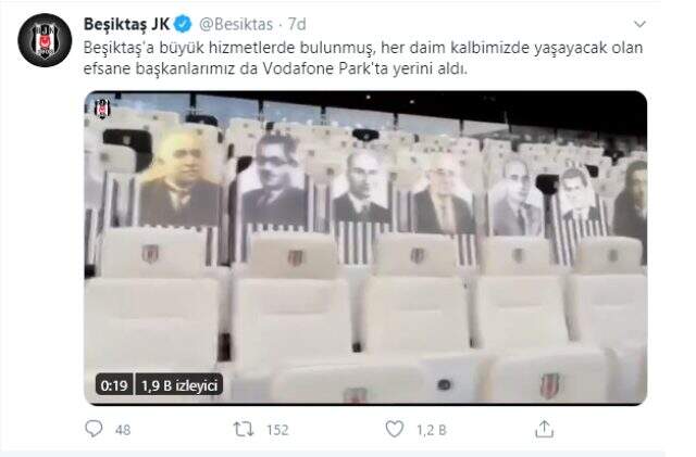 Beşiktaş, Antalyaspor maçı öncesi tribünlere eski başkanlarının fotoğraflarını yerleştirdi