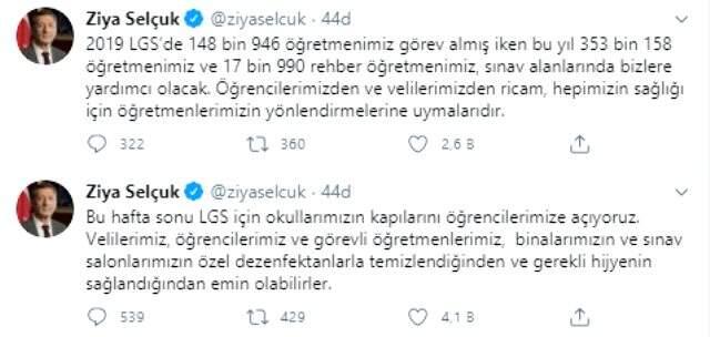 Bakan Selçuk'tan LGS açıklaması: Velilerimiz, gerekli hijyenin sağlandığından emin olabilirler Bakan Selçuk'tan LGS açıklaması: Velilerimiz, gerekli hijyenin sağlandığından emin olabilirler