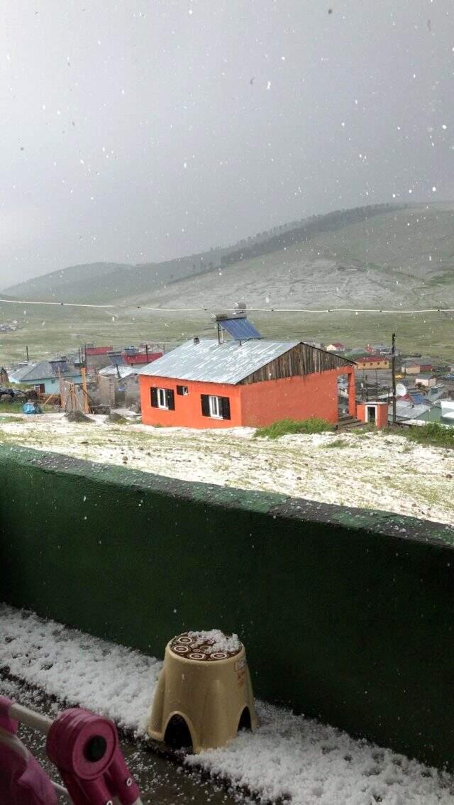 Ardahan'da etkili olan dolu yağışı, her yeri beyaza bürüdü Ardahan'da etkili olan dolu yağışı, her yeri beyaza bürüdü