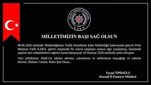 'Dur' ihtarına uymayan sürücünün çarptığı polis memuru şehit oldu 'Dur' ihtarına uymayan sürücünün çarptığı polis memuru şehit oldu