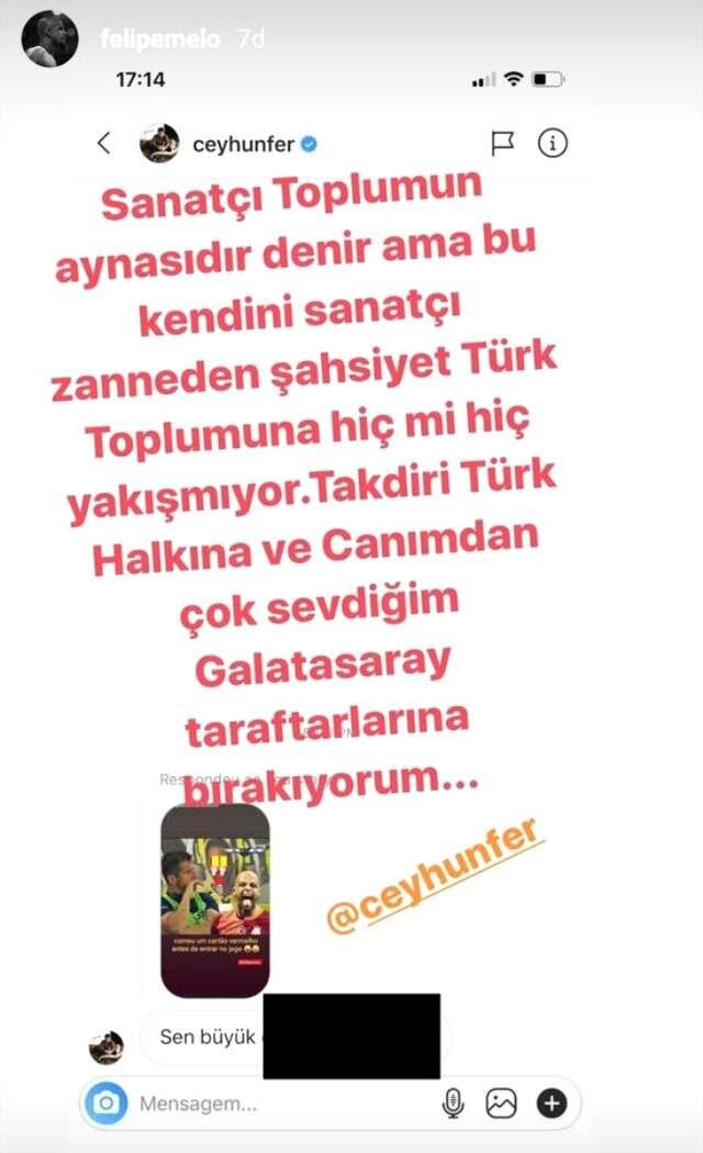 Oyuncu Ceyhun Fersoy, Felipe Melo'ya sosyal medyadan küfür etti Oyuncu Ceyhun Fersoy, Felipe Melo'ya sosyal medyadan küfür etti