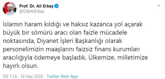 Diyanet, maaşları faizsiz kurumlar aracılığıyla ödemeye başladı