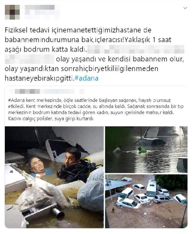 Dalgıcın sel sularında kurtardığı yaşlı kadının korona testi negatif çıktı