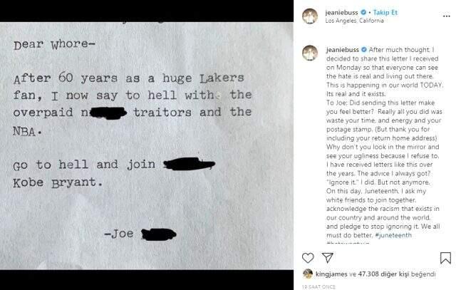 Lakers'ın sahibi, Kobe Bryant'a yapılan ırkçılığı sosyal medyadan paylaştı Lakers'ın sahibi, Kobe Bryant'a yapılan ırkçılığı sosyal medyadan paylaştı