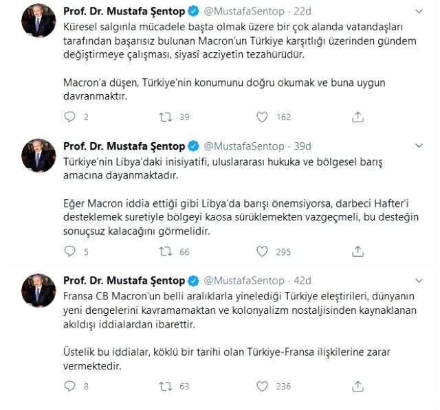 TBMM Başkanı Mustafa Şentop'tan Macron'a tepki: Libya'da barışı önemsiyorsa, darbeci Hafter'i desteklemekten vazgeçmeli TBMM Başkanı Mustafa Şentop'tan Macron'a tepki: Libya'da barışı önemsiyorsa, darbeci Hafter'i desteklemekten vazgeçmeli
