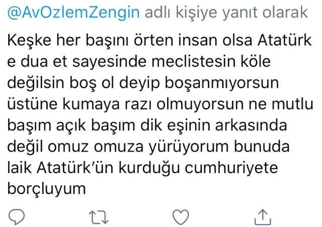 AK Parti Grup Başkanvekili Özlem Zengin, Meclis'teki konuşması sonrası kendisine yönelik başörtüsü saldırılarına yanıt verdi
