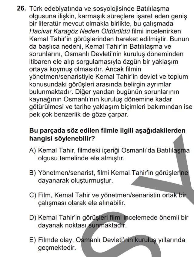YKS'de çıkan 'Hacıvat Karagöz Neden Öldürüldü' sorusunu filmin senaristi bile çözemedi