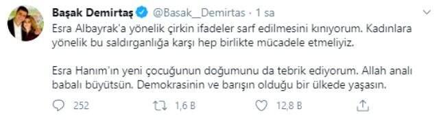 Başak Demirtaş'tan Esra Albayrak'a destek mesajı: Kadınlara yönelik saldırganlığa karşı birlikte mücadele etmeliyiz Başak Demirtaş'tan Esra Albayrak'a destek mesajı: Kadınlara yönelik saldırganlığa karşı birlikte mücadele etmeliyiz