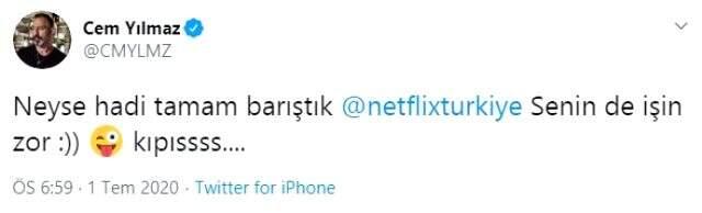 Cem Yılmaz, Netflix'le arasını düzeltti Cem Yılmaz, Netflix'le arasını düzeltti