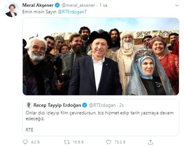 Erdoğan'dan Kılıçdaroğlu ve Akşener'e gönderme: Dizi izleyip film çeviredursunlar, biz tarih yazmaya devam edeceğiz Erdoğan'dan Kılıçdaroğlu ve Akşener'e gönderme: Dizi izleyip film çeviredursunlar, biz tarih yazmaya devam edeceğiz