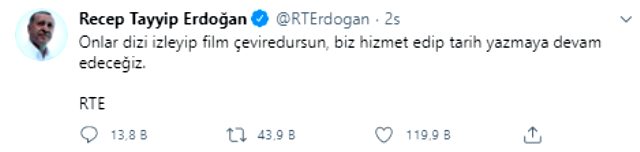 Erdoğan'dan Kılıçdaroğlu ve Akşener'e gönderme: Dizi izleyip film çeviredursunlar, biz tarih yazmaya devam edeceğiz