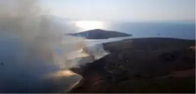 Son dakika haberleri... Maden Adası'nda örtü yangını helikopter ile söndürüldü