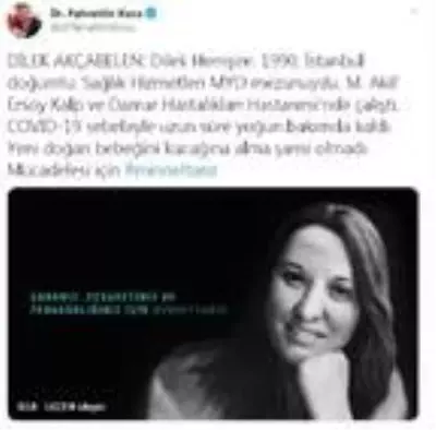 Bakan Koca'dan, 'Dilek hemşire' paylaşımı