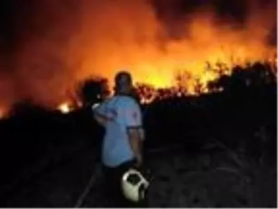 Maden Adası'nda çıkan yangını, balıkçı teknesiyle bölgeye giden itfaiyeciler söndürdü Maden Adası'nda çıkan yangını, balıkçı teknesiyle bölgeye giden itfaiyeciler söndürdü