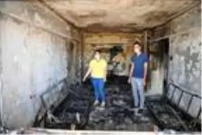 Evi yanan Çelik ailesi yardım bekliyor