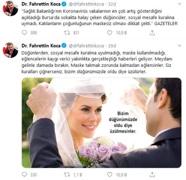Bakan Koca'dan düğünlerde tedbirleri hiçe sayanlara uyarı: Meydanı gelinle damada bırakın