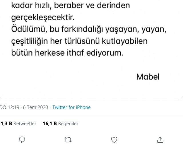 En İyi Erkek Şarkıcı ödülünü alan Mabel Matiz'in ödül konuşması eksik yayınlandı En İyi Erkek Şarkıcı ödülünü alan Mabel Matiz'in ödül konuşması eksik yayınlandı