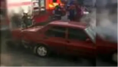 Denizli’de otomobil yangını