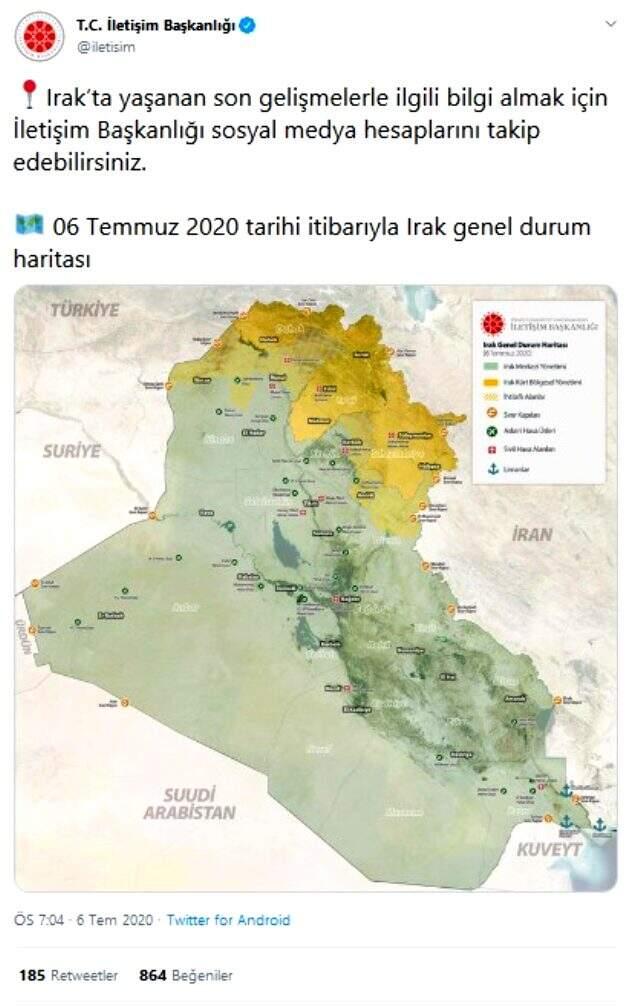 İletişim Başkanlığı harita paylaştı! Mehmetçik, terör örgütü PKK'ya ağır darbe vurmaya devam ediyor