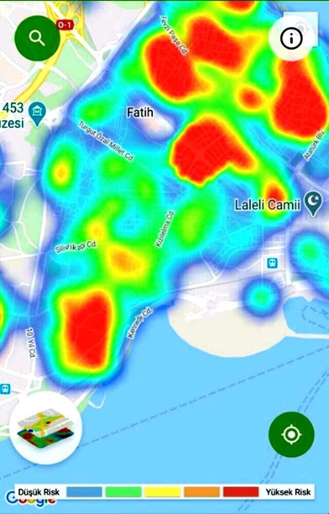 İstanbul'un koronavirüs yoğunluk haritası güncellendi