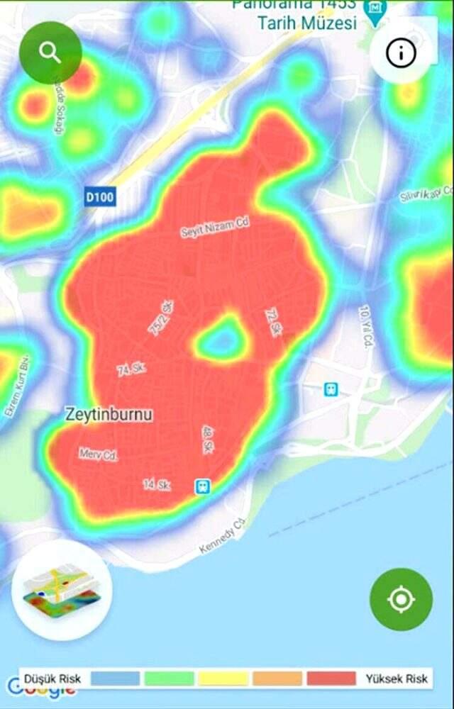 İstanbul'un koronavirüs yoğunluk haritası güncellendi