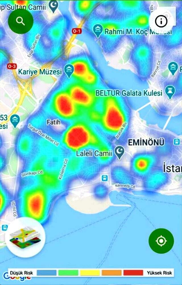 İstanbul'un koronavirüs yoğunluk haritası güncellendi