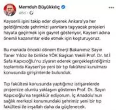 Doktor Başkan'dan Kayseri'ye ikinci Tıp Fakültesi müjdesi Doktor Başkan'dan Kayseri'ye ikinci Tıp Fakültesi müjdesi