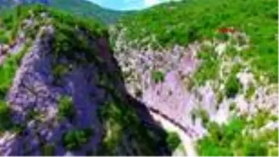 Küre Dağları Milli Parkı’nda kanyon içindeki şelaleye yoğun ilgi