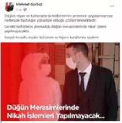 Elbistan'da koronavirüs vakaları artınca belediye başkanı nikah işlemlerini durdurdu Elbistan'da koronavirüs vakaları artınca belediye başkanı nikah işlemlerini durdurdu