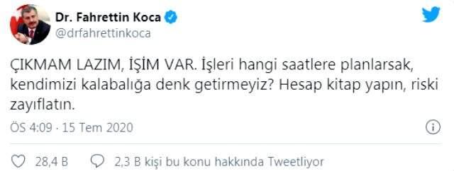Bakan Koca, vatandaşları kalabalıktan uzak durmaları konusunda uyardı: Hesap kitap yapın, riski zayıflatın Bakan Koca, vatandaşları kalabalıktan uzak durmaları konusunda uyardı: Hesap kitap yapın, riski zayıflatın