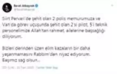 Bakan Albayrak'tan şehit polisler için başsağlığı mesajı Bakan Albayrak'tan şehit polisler için başsağlığı mesajı