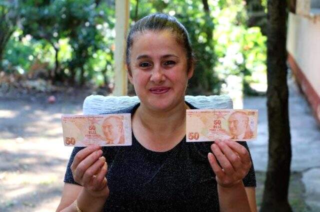 Sahte sandığı 50 TL'lik banknotun hatalı basım olduğunu öğrenen kadın tekliflere açık