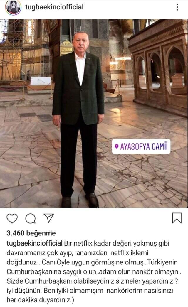 Erdoğan'ın fotoğrafını paylaşan Tuğba Ekinci'nin sözleri AK Partilileri de rahatsız etti Erdoğan'ın fotoğrafını paylaşan Tuğba Ekinci'nin sözleri AK Partilileri de rahatsız etti