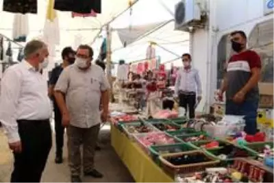 Kaymakam Duru ve kurum amirlerinden maske denetimi Kaymakam Duru ve kurum amirlerinden maske denetimi