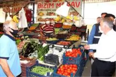 Kaymakam Duru ve kurum amirlerinden maske denetimi Kaymakam Duru ve kurum amirlerinden maske denetimi