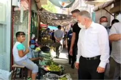Kaymakam Duru ve kurum amirlerinden maske denetimi Kaymakam Duru ve kurum amirlerinden maske denetimi