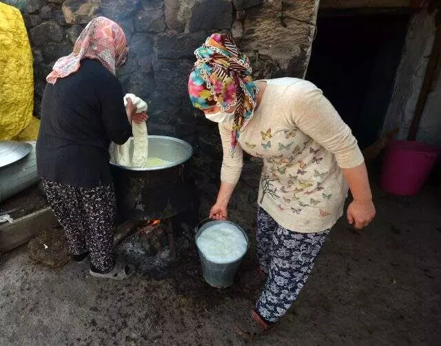 Asırlık lezzet çeçil peyniri için kazanlar imece usulü yakılıyor Asırlık lezzet çeçil peyniri için kazanlar imece usulü yakılıyor