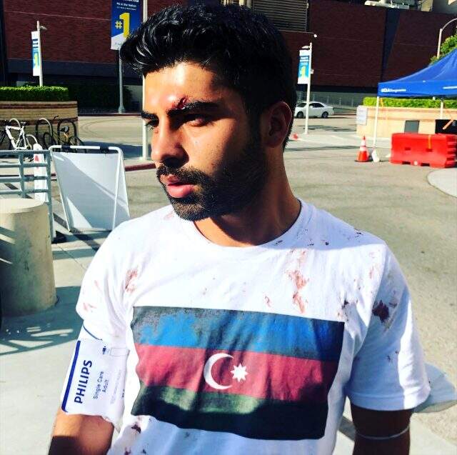 Los Angeles'ta Ermeniler Azerbaycanlı göstericilere saldırdı