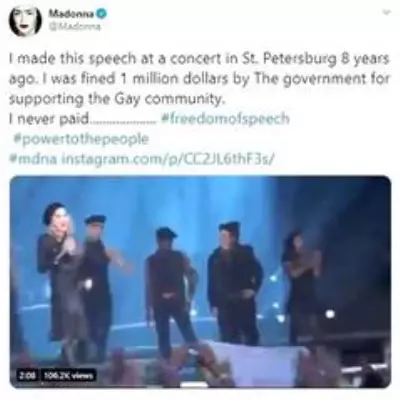 Rusya, eşcinsellerin haklarını savunan Madonna'ya 1 milyon dolar ceza kesti Rusya, eşcinsellerin haklarını savunan Madonna'ya 1 milyon dolar ceza kesti