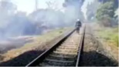 Tren yolunda çıkan yangın söndürüldü Tren yolunda çıkan yangın söndürüldü