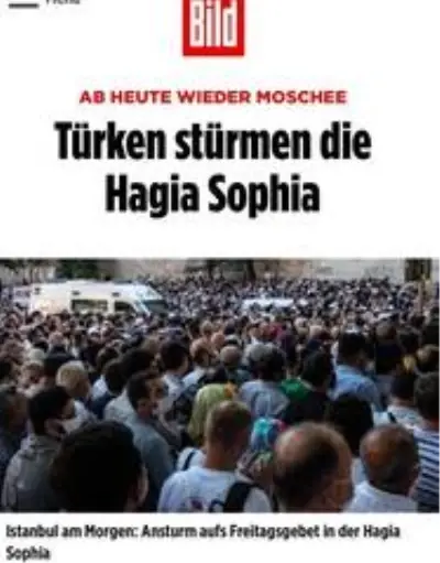 Son dakika haber... Ayasofya-i Kebir Cami-i Şerifi Alman basınında: Son dakika haber... Ayasofya-i Kebir Cami-i Şerifi Alman basınında:
